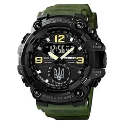 Чоловічий наручний годинник 004AGUASI Тризуб срібло Зелені + Коробка. Patriot acs0031056 - мініатюра 6