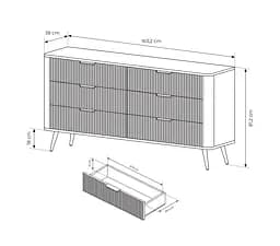 Комод Perfect Home Ланте / Lante з 6 шухлядами і золотими ніжками 6S/163 Чорний (PFH-091190) - мініатюра 3