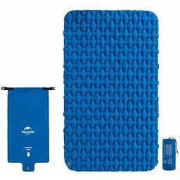 Килимок надувний двомісний з надувним мішком Naturehike FC-11 NH19Z055-P 65мм блакитний