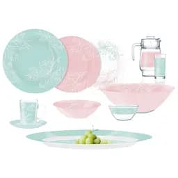 Сервіз Luminarc AMB Fleur Blush Turquoise&Pink, 6 персон, 46 предметів, бірюзовий, рожевий (V0184)