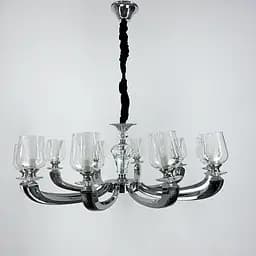 Люстра на 10 двойных плафонов с элементами черной экокожи Line.F S 865/10 BK