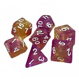 Набір кубиків Double Color Glitter 7 Dice Set - Yellow-Pink , 7 шт. (g7dglitdc12)
