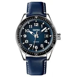 Skmei 9232LSIBU Silver-Blue-Leather Strap