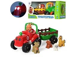 Трактор інтерактивний Limo Toy з причепом та фігурками тварин 