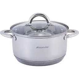 Кастрюля Kamille нержавеющая сталь с крышкой и полыми ручками 3.4 л (KM-5773)