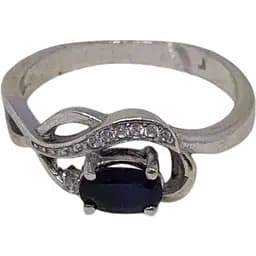 Срібне кільце Агні Вірність з фіанітами і сапфіром. 1827/9Р-SPH 16,5 16,5