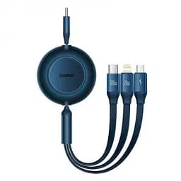 Кабель Baseus Bright Mirror 2 Series Retractable 3-in-1 Cable Type-C to MicroUSB+Lightning+Type-C 100W 1.1m CAMJ010203 Blue