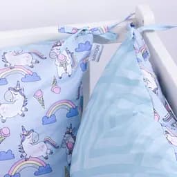 Захисна подушка-борт MirSon Kids Time 18-0006 Rainbow Unicorn, синя, 4 шт. - мініатюра 5