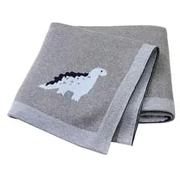 Плед Дитячий Lovely Svi Бавовна 80х100 см В'язаний Сірий Динозаври (3170224)