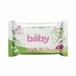 Вологі серветки для дітей Biolly Baby 15 шт. Серветки що не викликають подразнень