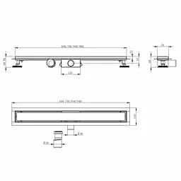 Душовий канал Imprese i-Flow SS 600 мм із решіткою перфорована "лінія" black matt d44600SB07 - мініатюра 2
