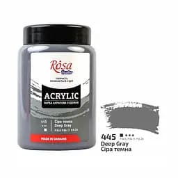 Краска акриловая Rosa Studio Серая темная 445, 400 мл