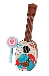 Дитяча іграшкова гітара з колотушкою 8197-3-1 —  на листі, коричнева