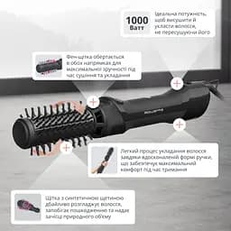 Фен-щітка Rowenta Renewal Brush Active 1000 Вт чорний (UB9520F0) - мініатюра 10
