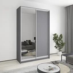 Шкаф-купе двухдверный MebelStar Стандарт AL ДСП/Зеркало 150x60x240 см Антрацит (MBS-3740)