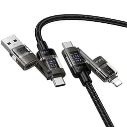 Дата кабель Hoco U151 Goldsmith 4in1 Type-C to USB/Type-C to Lightning 240W (1.2m) Black - мініатюра 2