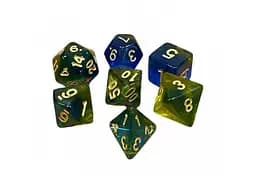 Набор кубиков Double Color Glitter 7 Dice Set - Blue-Yellow , 7 шт. (g7dglitdc08)