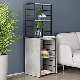 Стіл-тумба трансформер Смарт 3/1 з етажеркою Ferrum-decor 1430x1450x500 Чорний метал ДСП Бетон 16 мм (FRD-105115) - мініатюра 5