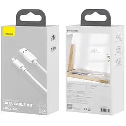 Кабель Baseus Simple Wisdom Cable USB to Lightning 2.4A 1.5m Kit 2PCS TZCALZJ-02 White - мініатюра 4