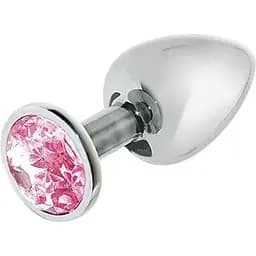 Металева анальна пробка Mai Attraction Toys №73 з рожевим кристалом