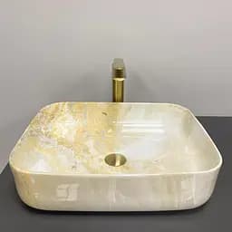 Умивальник VBI Palermo marble yellow накладний VBI-012309, Мрамор - мініатюра 2