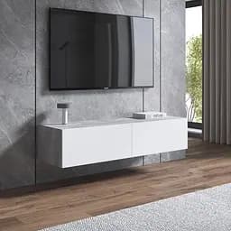 Тумба під телевізор Vays, навісна тумбочка M-18 Бетон-Білий