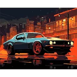 Набор для росписи по номерам Strateg Городской Мустанг на черном фоне 40 х 50 см (AH1217-18)