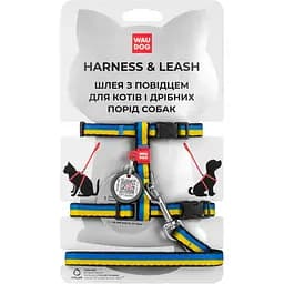 Шлея з повідцем для котів Waudog Nylon Colors of freedom з QR паспортом XS 25-40х20-30х1/122 см різнокольоровий (5510-4020)