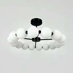 Потолочная черная люстра в виде кольца из полимерных шариков Ø 63 см Line F | Ст. 993-670 BK D120