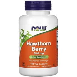 Натуральна добавка NOW Hawthorn Berry 540 mg, 100 вегакапсул