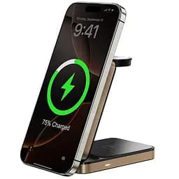 Бездротовий зарядний пристрій WIWU Wi-W038 Triple 3 in 1 wireless charger Gold - мініатюра 4