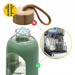 Пляшка для води 4FIZJO спортивна 1000 мл скляна Olive (P-5905973403900) - мініатюра 8