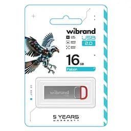 USB флеш накопичувач Wibrand 16GB Falcon Silver-Red USB 2.0 (WI2.0/FA16U7R) - мініатюра 2