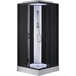 Душевой бокс Bravo квадратный Nida L90GBB (L90B) (4уп.), Черный матовый, прозрачный, Черный матовый