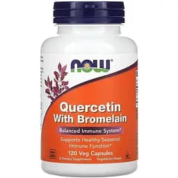 Натуральна добавка Now Quercetin with Bromelain 120 вегакапсул
