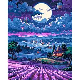 Картина за номерами Santi Захід сонця та лаванда, 40x50см, LED підсвітка (956653)