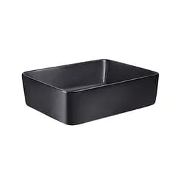 Умивальник Qtap Tern накладний прямокутний 475x370x140 мм Black matt + донний клапан PU03, Чорний матовий - мініатюра 4