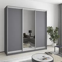 Шкаф-купе трехдверный MebelStar Стандарт AL 2ДСП/Зеркало 210x60x240 см Антрацит (MBS-1536)