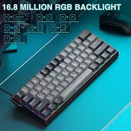 Ігрова магнітна дротова клавіатура AULA WIN60 HE PRО / 60% / Hall Effect / Rapid Trigger / Semantic Magnetic Switch / Grey - мініатюра 4