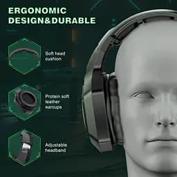 Геймерські ігрові Bluetooth навушники Onikuma B100 з висувним мікрофоном і LED підсвічуванням Black - мініатюра 5