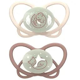 Пустышка силиконовая Nip Моя бабочка Ночь, 16-32 мес., 2 шт., бежевый (38657-51)