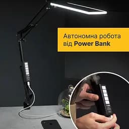 Настільна світлодіодна LED лампа із сенсорним керуванням X-LED 10Вт Чорна з функцією роботи від Power Bank - мініатюра 2