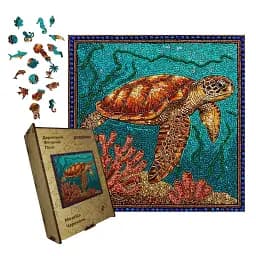 Деревянный пазл Мозаика Черепахи, А4, Картонная коробка 100 элементов