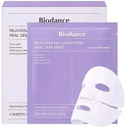Омолоджувальна маска з ікрою та PDRN Biodance Rejuvenating Caviar PDRN Real Deep Mask 4 шт.