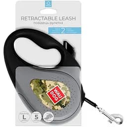 Повідець-рулетка для собак Waudog R-leash, малюнок "Мілітарі", L, до 50 кг, 5 м, світловідбиваюча стрічка - мініатюра 3