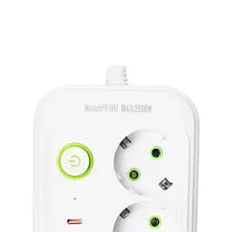 Мережевий фільтр-подовжувач Yiwu HP-5-21 LUXE F016U Yiwu на 3 розетки 6 USB 4,75 метри білий   - мініатюра 4