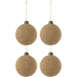 Ялинкові скляні кулі J-line золотого кольору з бісером 4 шт. (37329)
