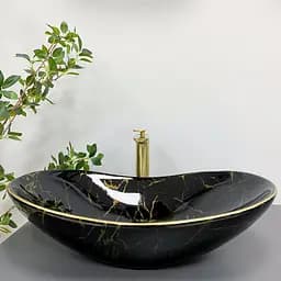 Умивальник VBI Turin marble black glossy накладний VBI-011505, Чорний матовий - мініатюра 5