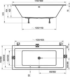 Ванна акрилова Ravak Formy 01 Slm 180x80 C881300000 Білий - мініатюра 4