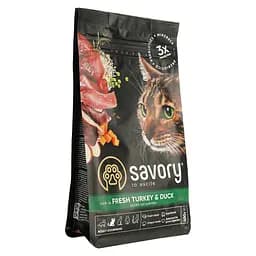 Сухий корм для дорослих котів Savory Adult Cat Gourmand Fresh Turkey & Duck з качкою та індичкою 0.4 кг - мініатюра 2